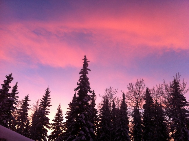 pink sky Burns Lake, British Columbia Canada