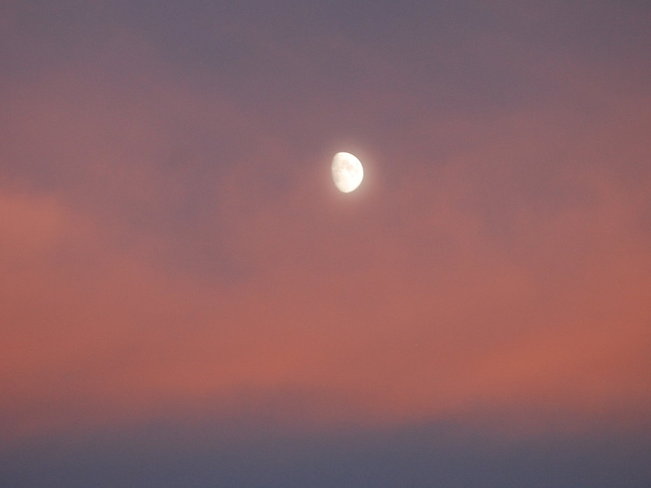 Moon Through Sunset Clouds Brandon, Manitoba Canada