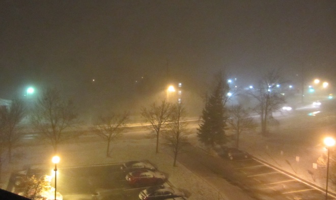 blowing snow Orillia, Ontario Canada