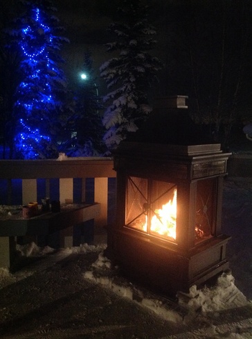 Winter night cocoa by the fire Edmonton, Alberta Canada