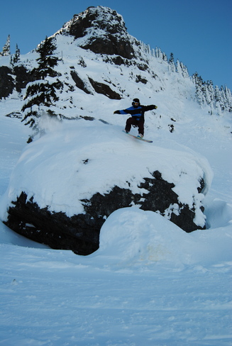 snowboarding cliff hang Courtenay, British Columbia Canada