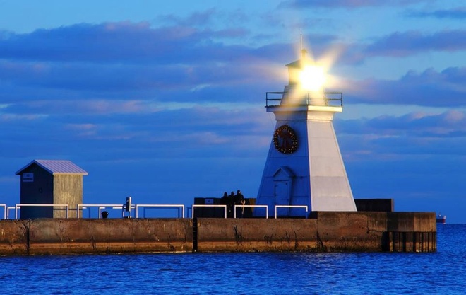 Setting Sun in the Lighthouse Port Dover, Ontario Canada