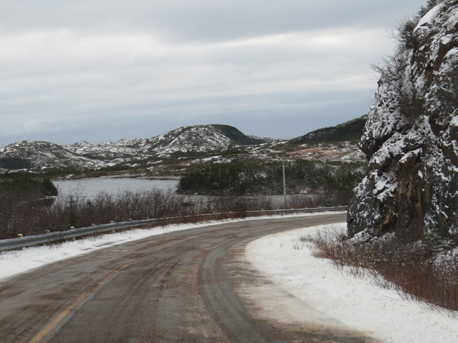 snow on the road Rock Harbour, Newfoundland and Labrador Canada