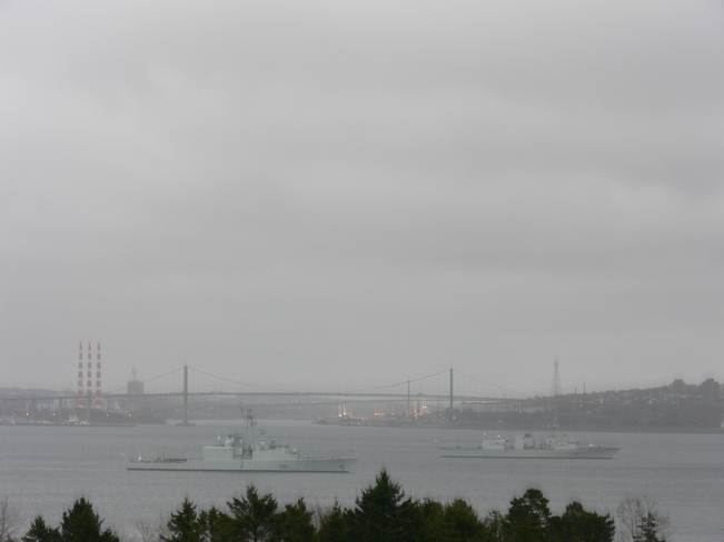 Riding out the storm in Bedford Basin Halifax, Nova Scotia Canada