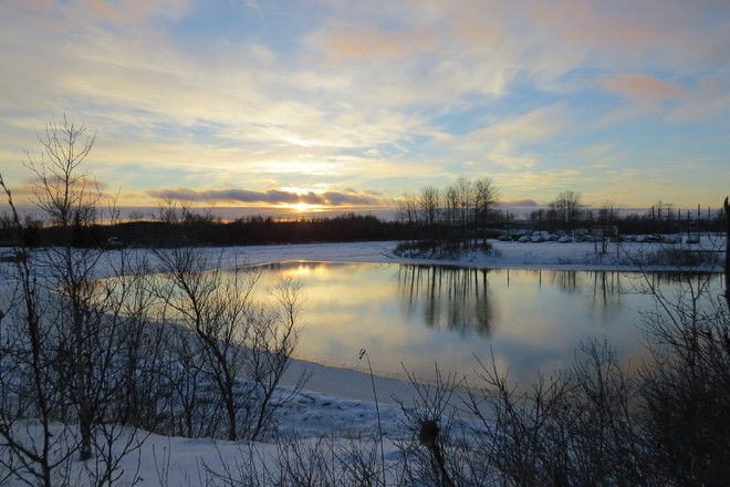 Mattagami River is freezing Timmins, Ontario Canada