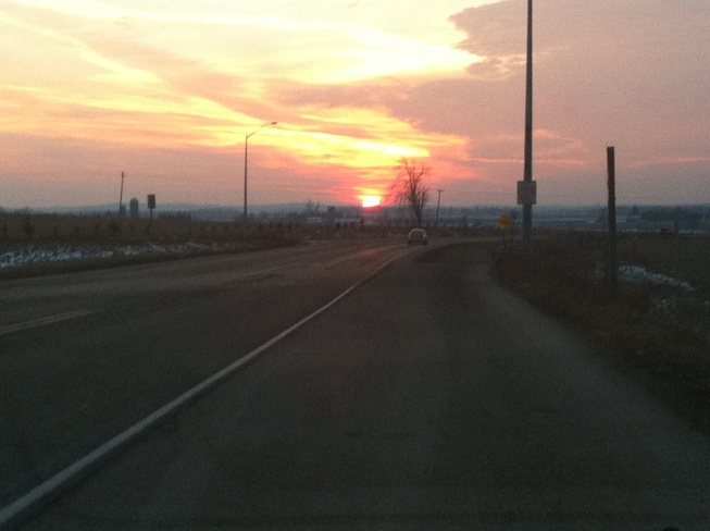 heading west into sunset Macton, Ontario Canada