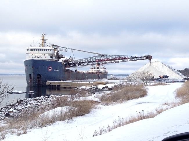 Algoway Freighter unloading salt in Parry Sound Parry Sound, Ontario Canada