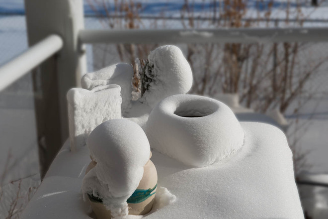 Patio Snow Sculptures Lethbridge, Alberta Canada