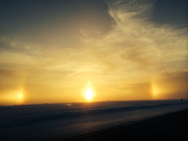 Sun Dogs - Ice Crystals Carseland, Alberta Canada