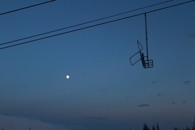 setting moon Lac La Hache, British Columbia Canada