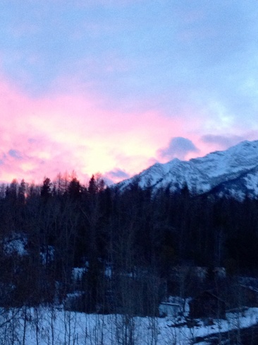 Pink sky at night! Hosmer, British Columbia Canada