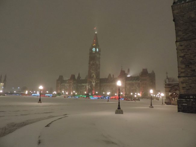 Ottawa at night during snowstorm Ottawa, Ontario Canada