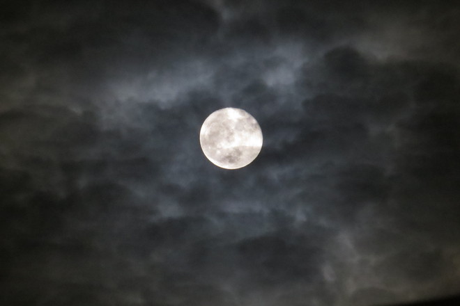 Moon breaking throught Timmins, Ontario Canada
