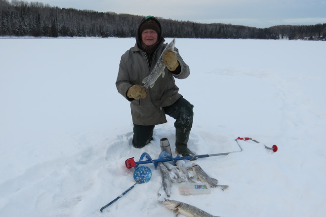 Ice fishing Timmins, Ontario Canada