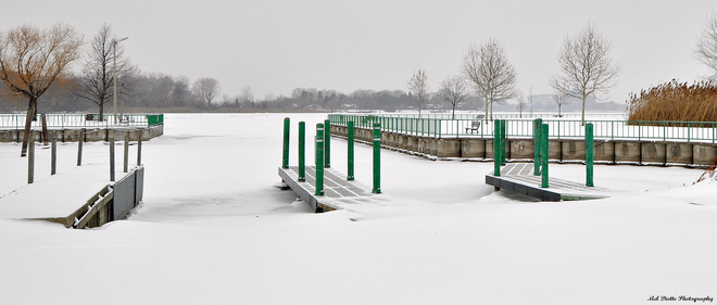 Winter boat ramps in LaSalle. LaSalle, Ontario Canada