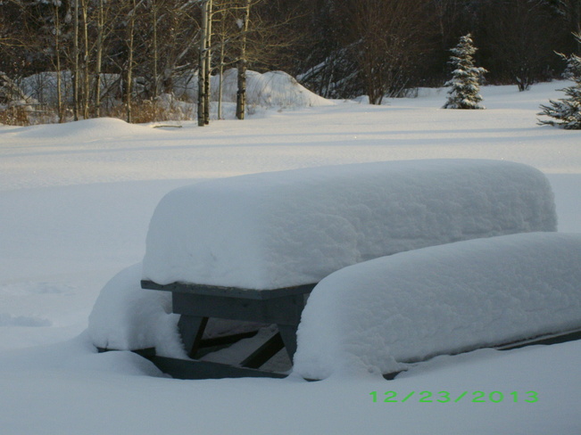 The snow is piling up. Kenabeek, Ontario Canada