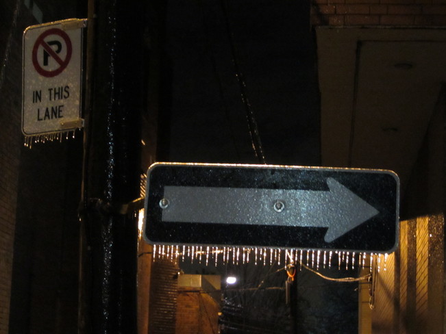 Ice Storm Street Signs Toronto, Ontario Canada