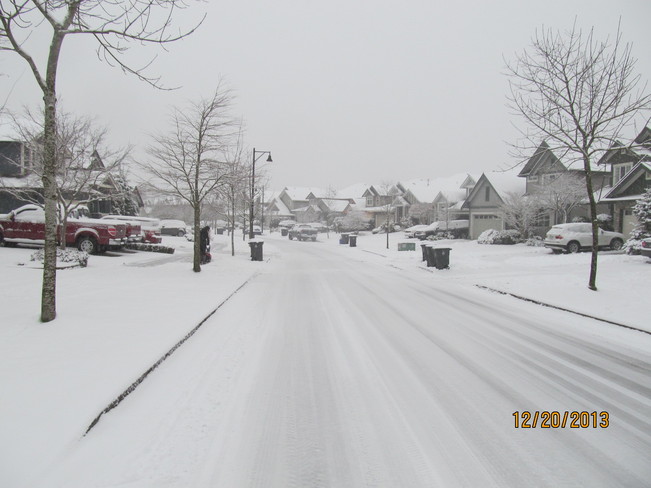 New Snow on our Street Cloverdale, British Columbia Canada