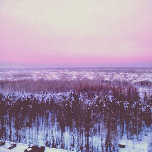 Beautiful pink winter morning! Thompson, Manitoba Canada