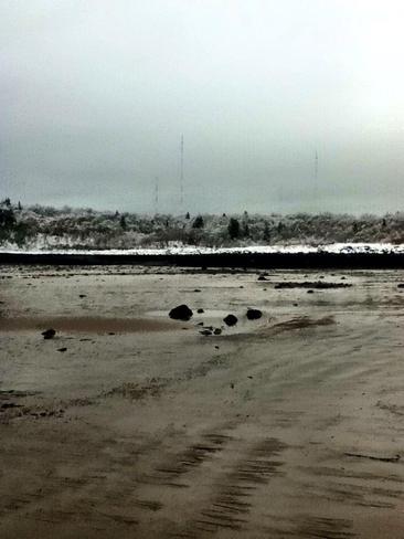McLaren's Beach at low tide in winter Saint John, New Brunswick Canada