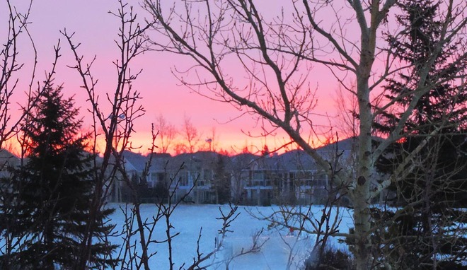 Pink but Chilly Sunrise Lethbridge, Alberta Canada