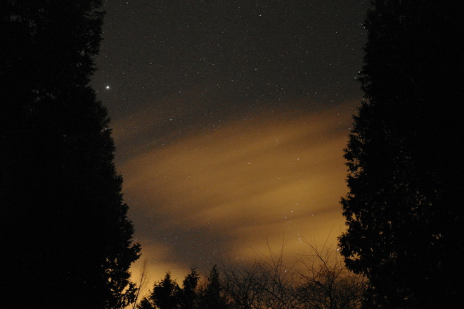 Starry night, the King planet (Jupiter) White Rock, British Columbia Canada