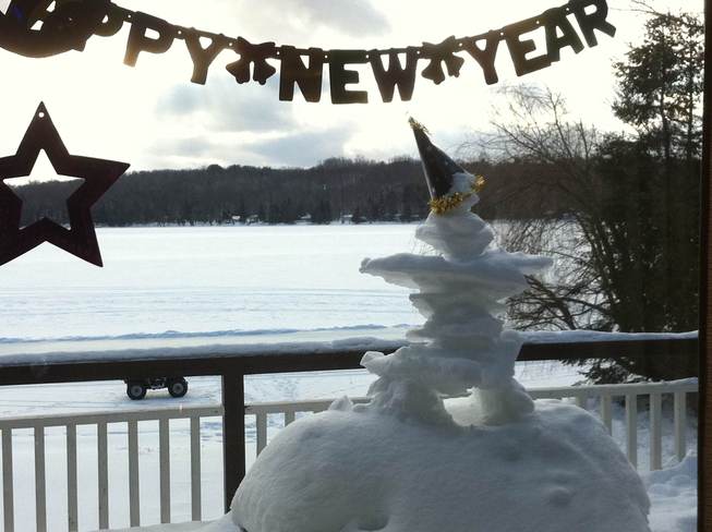 Happy New Year Inukshuk Minden, Ontario Canada