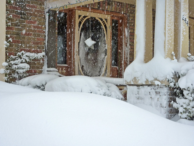 Front Door in Blizzard Owen Sound, Ontario Canada