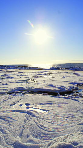 Snow filled beach LaHave, Nova Scotia Canada