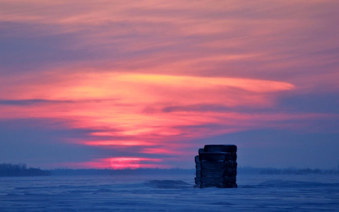 Blue/Red sunset Winnipeg, Manitoba Canada