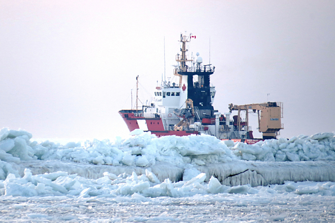 Ice breaker on duty at the Port of Goderich Goderich, Ontario Canada