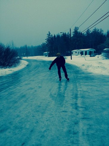 Skating on Street Oromocto, New Brunswick Canada
