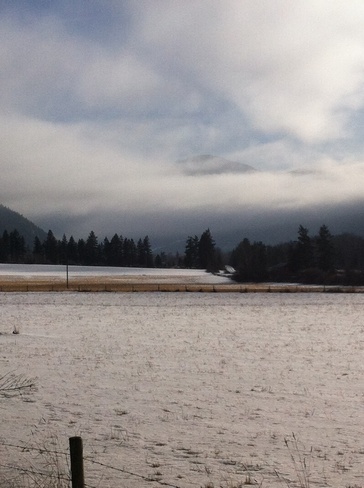 fog is lifting Lake Country, British Columbia Canada