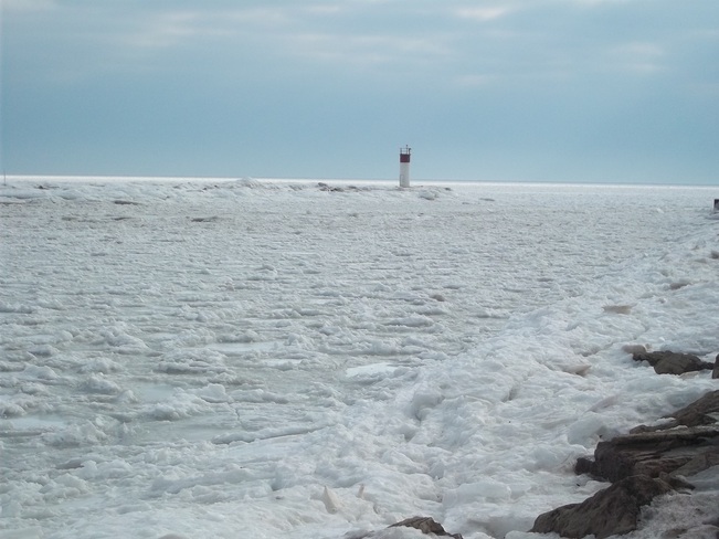 pic number two ice jam at the mouth of the grand to lake erie Dunnville, Ontario Canada