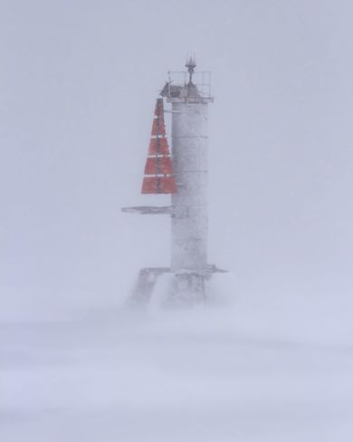 Gosport (Brighton) beacon in blinding snowstorm Brighton, Ontario Canada