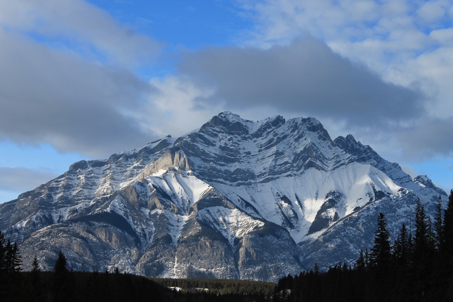 Cascade Mountain Wrapped in Winters Snow Banff, Alberta Canada