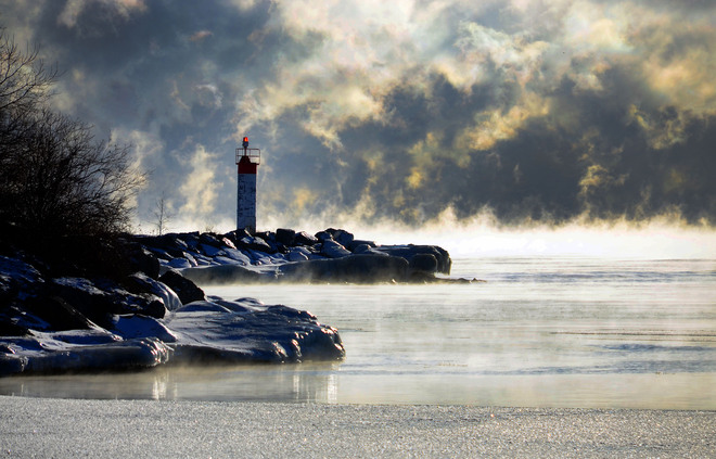 Lake on fire again Scarborough, Ontario Canada