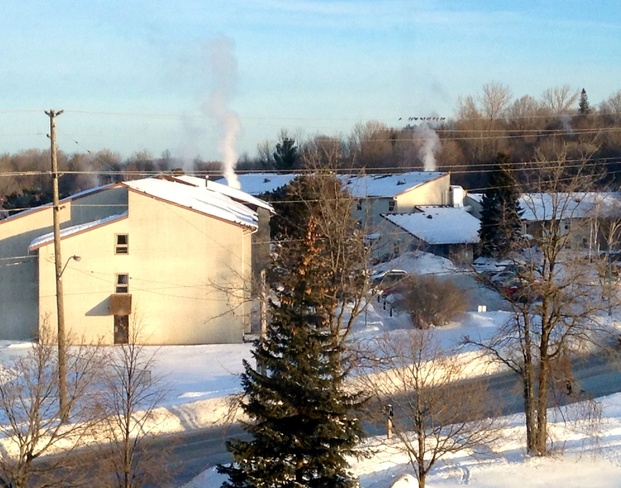 That's cold steam rising Orillia, Ontario Canada