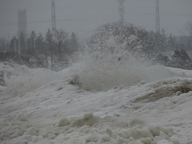Ice Waves Forming on West Shore Beach Pickering, Ontario Canada