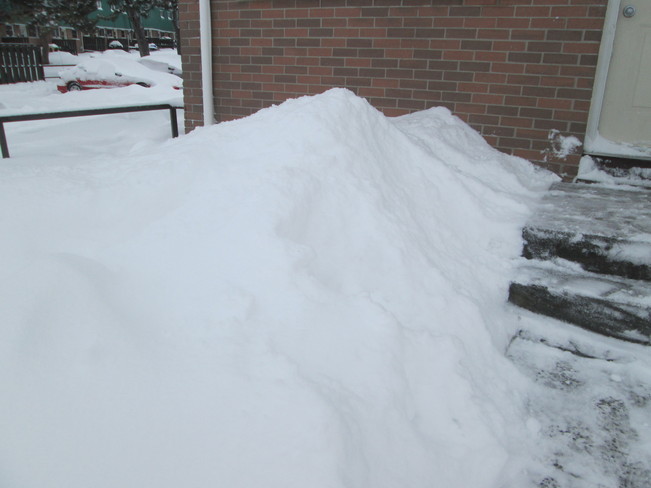 snow pile after the storm Belleville, Ontario Canada