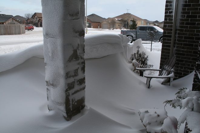 Snow Wave in front yard Belle River, Ontario Canada
