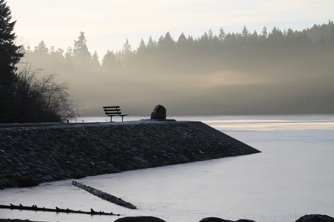 Westwood lake ion a winter morning Nanaimo, British Columbia Canada