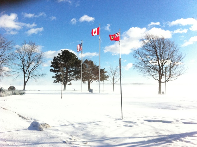 Clear sky in midst of whiteout Brockville, Ontario Canada