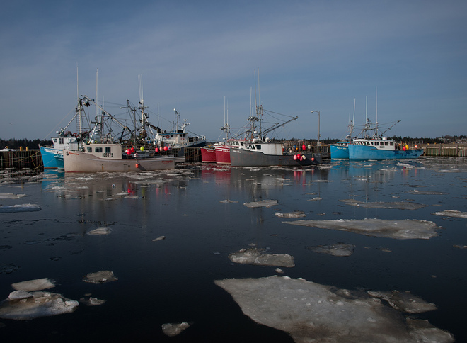 spring tide at Lobster Rock Wharf Yarmouth, Nova Scotia Canada