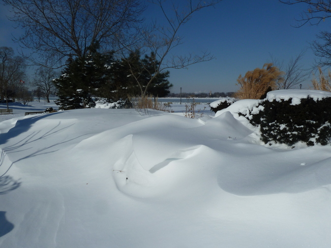 Soft Snow Drifts in Park Windsor, Ontario Canada