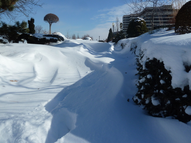Snowfilled Walkway in Park Windsor, Ontario Canada
