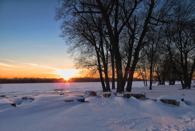 Snow Sunset Dunnville, Ontario Canada