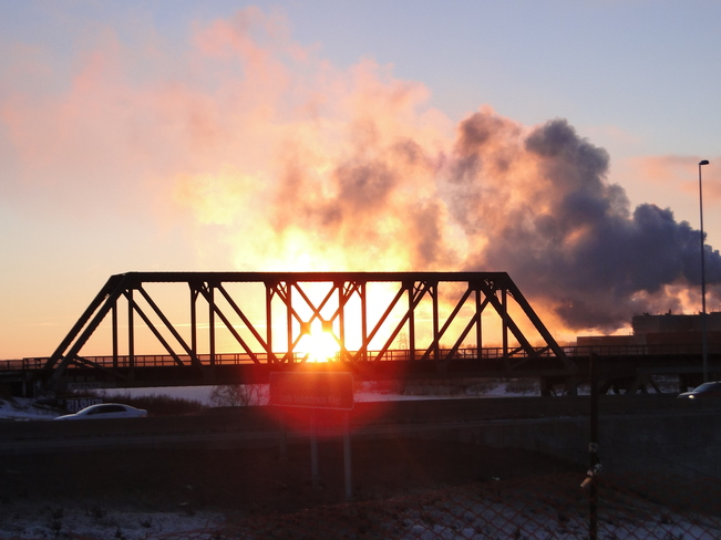 cold frosty sunset Saskatoon, Saskatchewan Canada