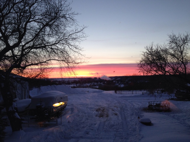 winter sunset Minnedosa, Manitoba Canada
