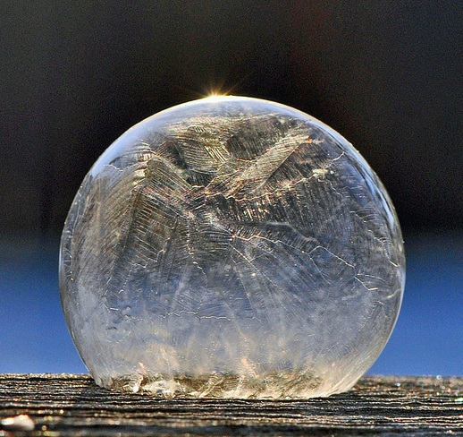 Big frozen soap bubble London, Ontario Canada